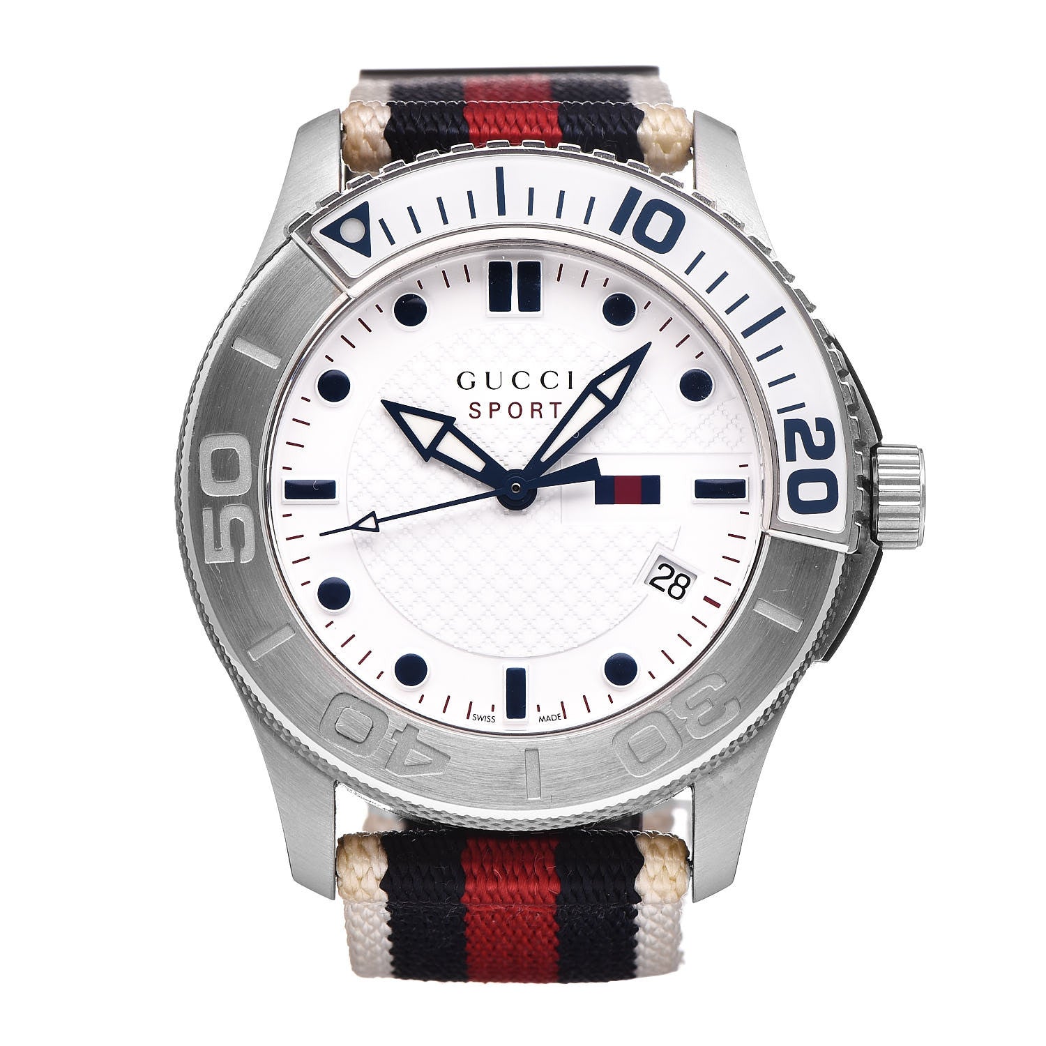 Gucci Stainless Steel Nylon 44mm Sport Quartz Watch White 1 of 6