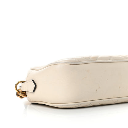 Gucci Calfskin Matelasse Small GG Marmont Chain Shoulder Bag White 6 of 9