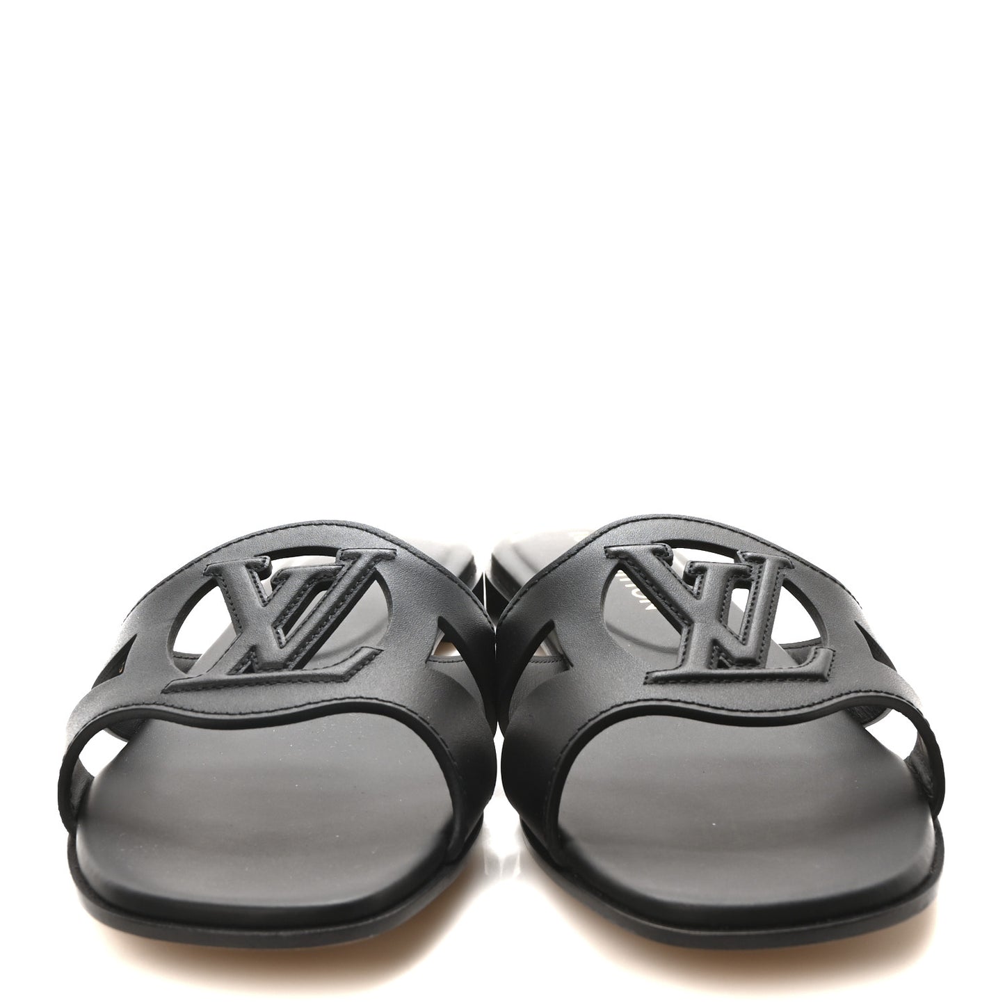 Calfskin LV Isola Flat Sandals 38 Black