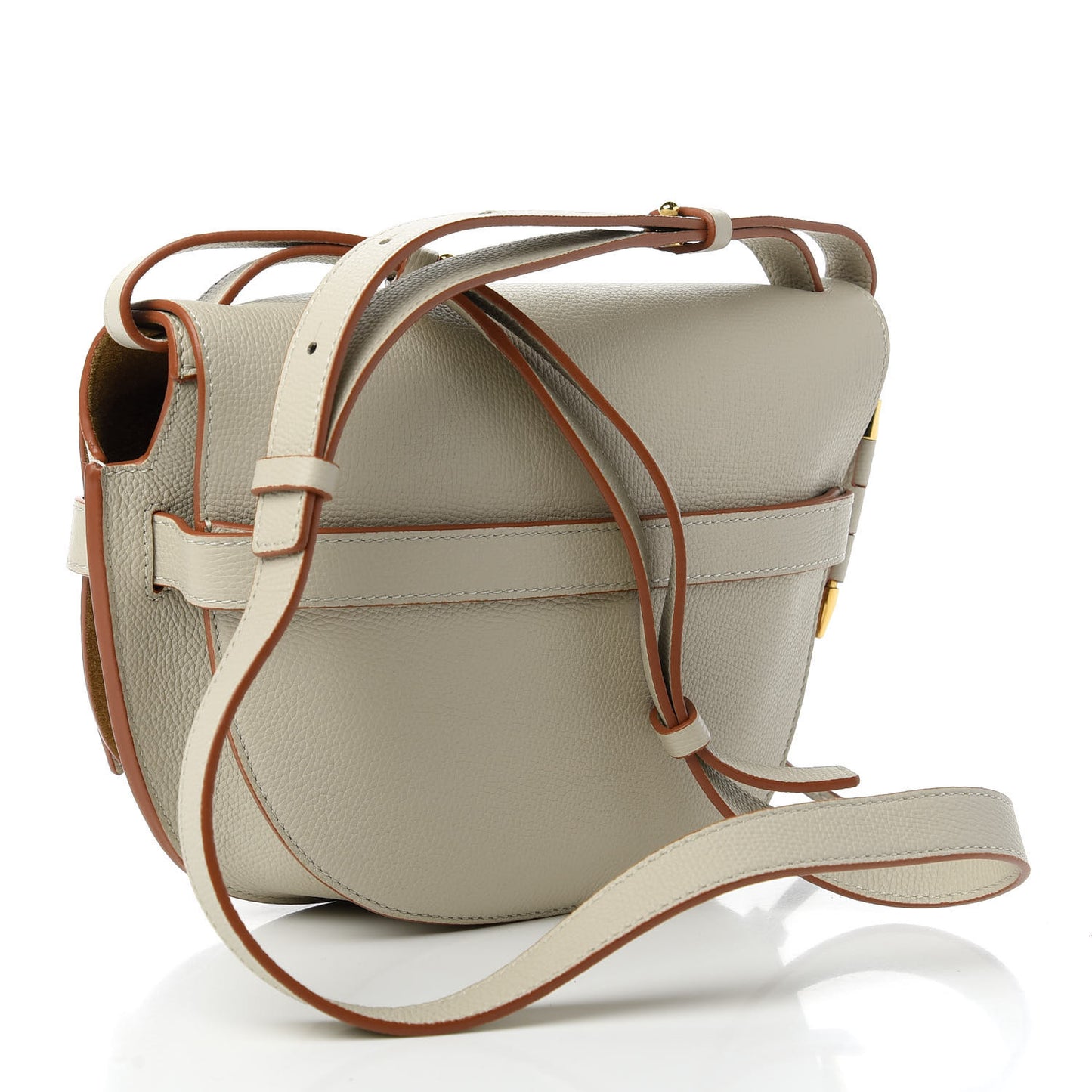 Grained Calfskin Small Gate Crossbody Bag Light Ghost