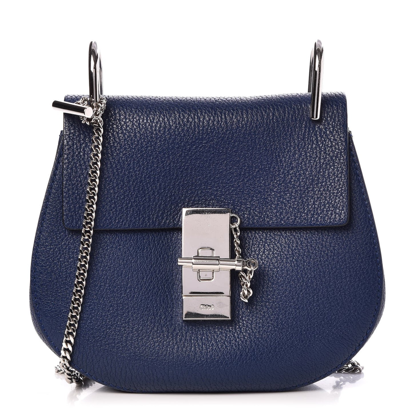 Grained Lambskin Mini Drew Shoulder Bag Royal Navy