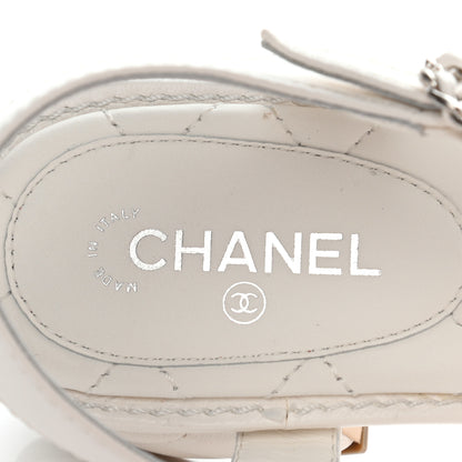 Chanel Lambskin Chain CC Logo Thong Sandals 38.5 White 6 of 7