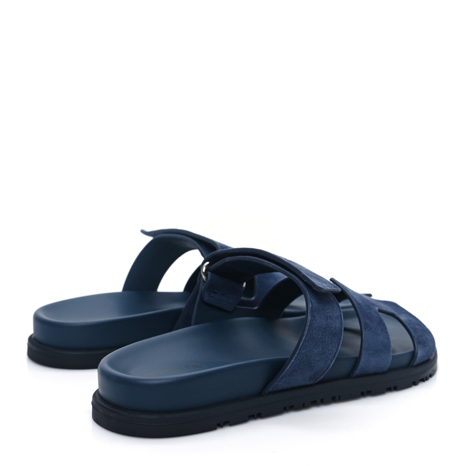 Hermes Suede Goatskin Womens Chypre Sandals 37.5 Bleu Celeste 4 of 9