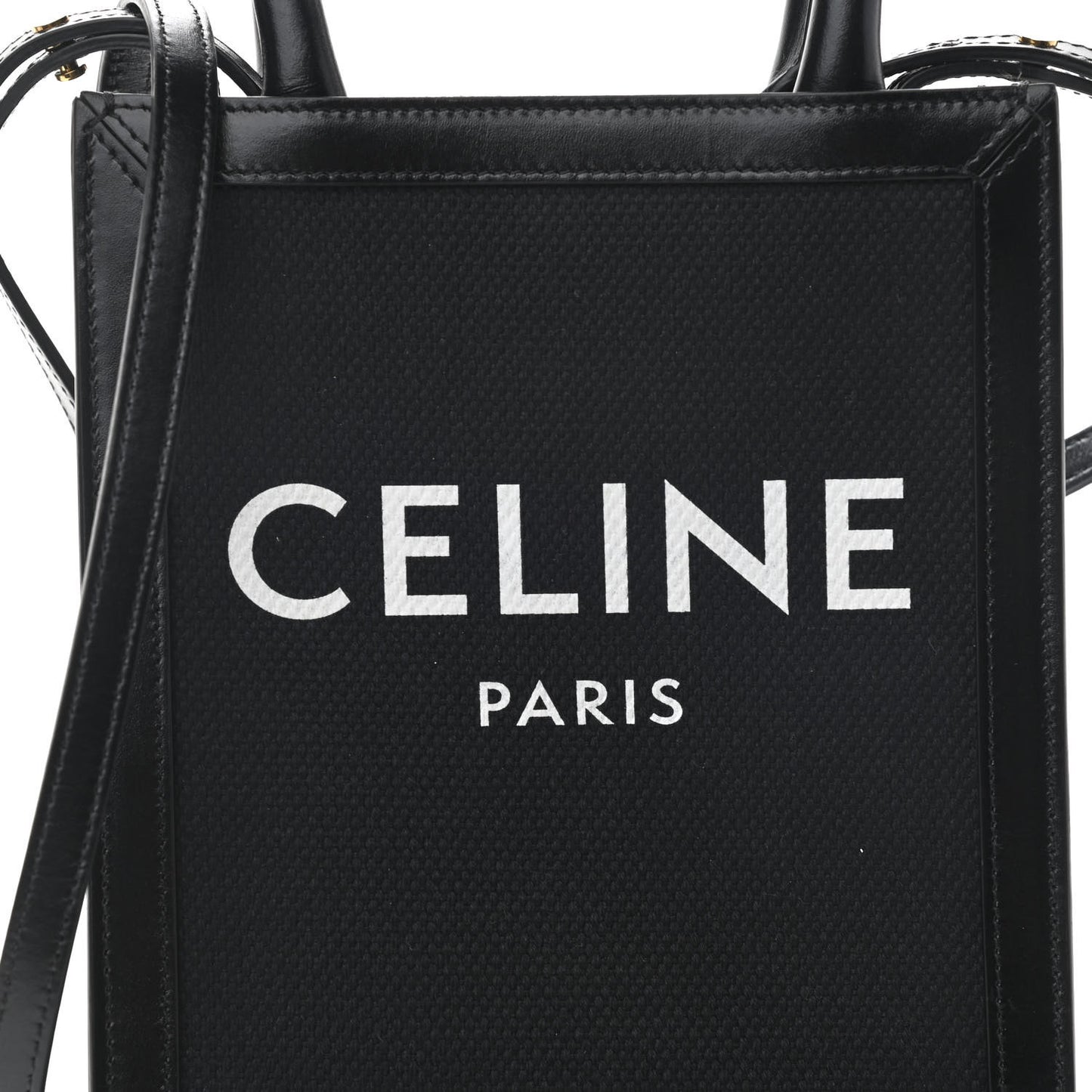 Canvas Calfskin Mini Vertical Cabas Black