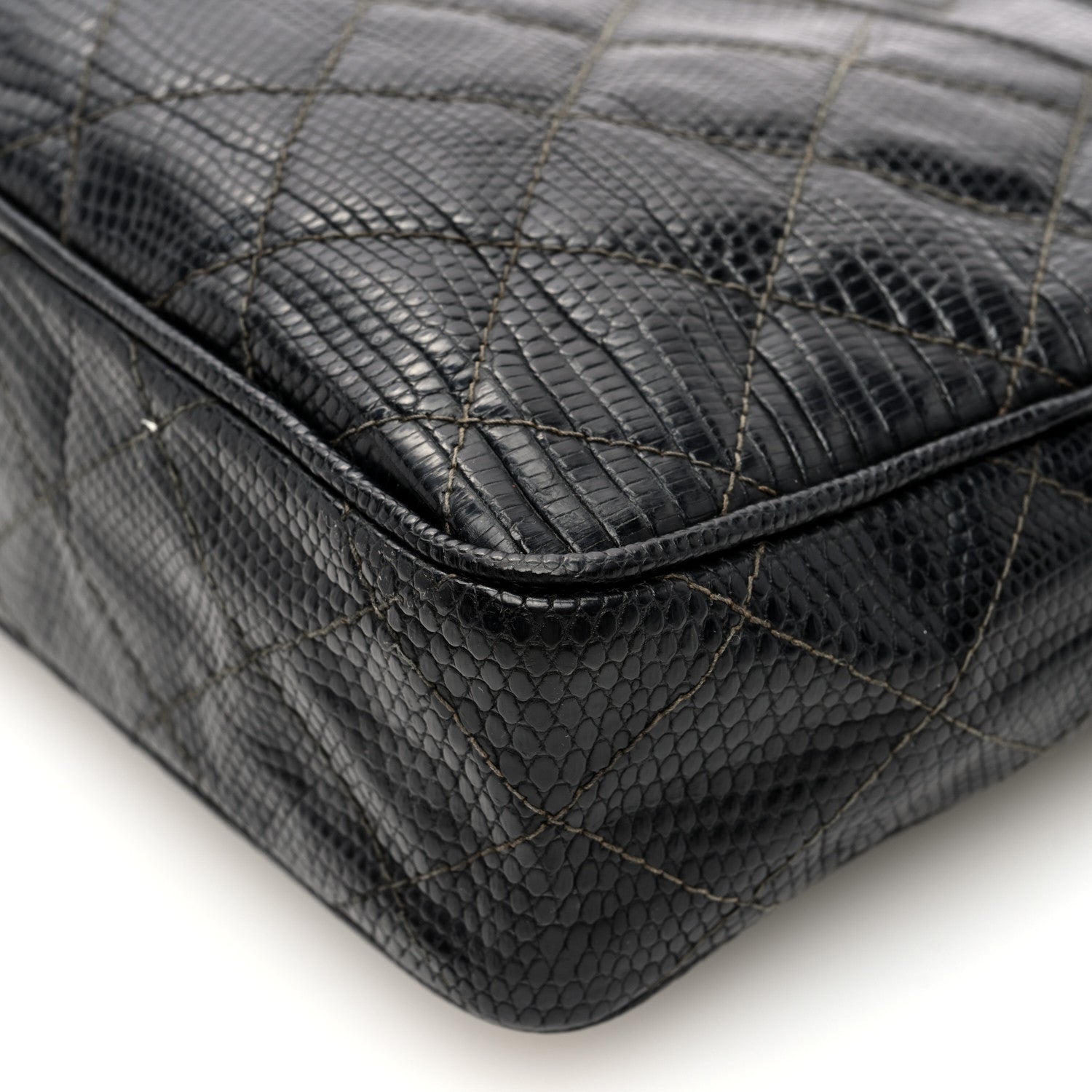 Chanel Lizard Quilted Small Tassel Camera Case Black 10 of 10