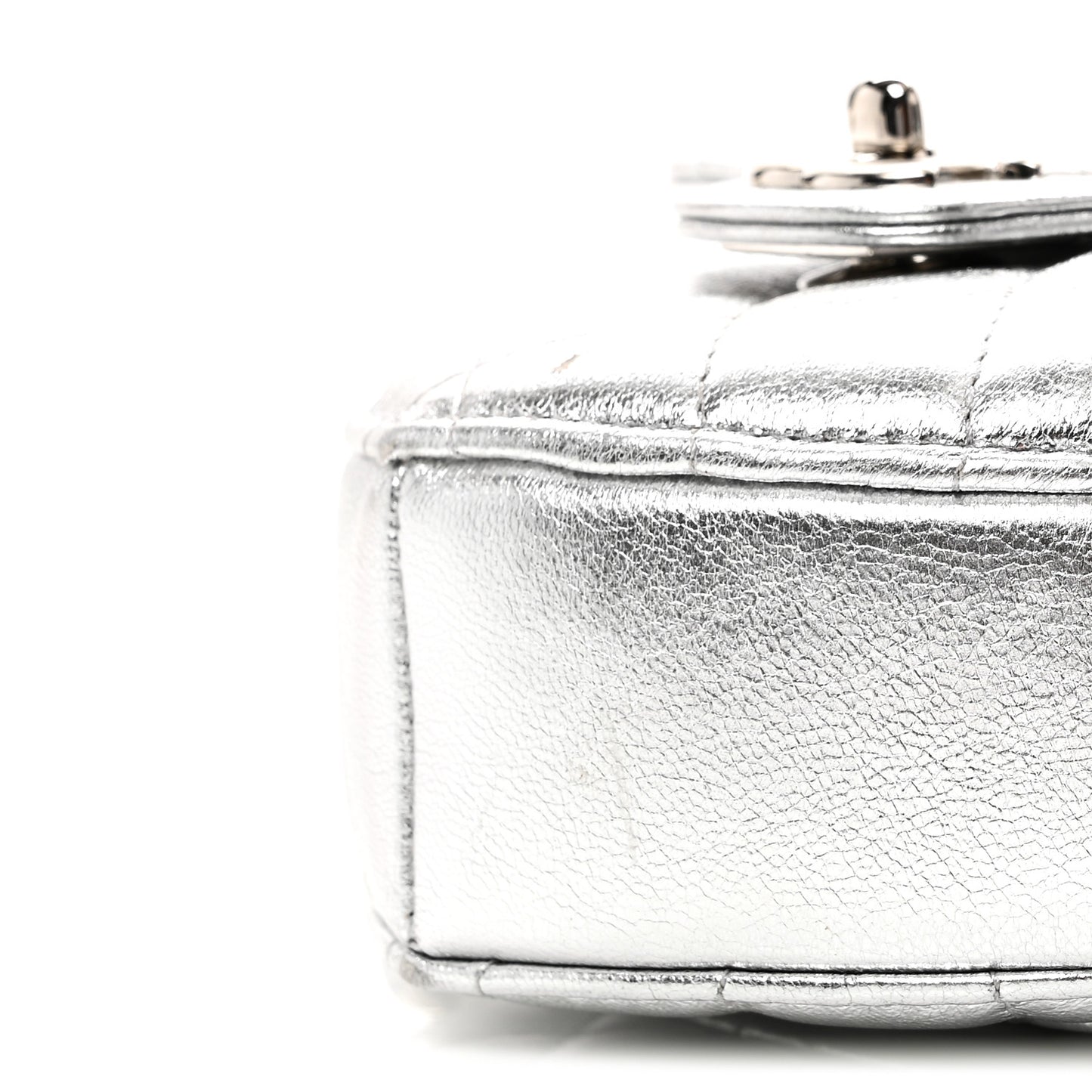 Metallic Lambskin Quilted CC In Love Heart Clutch With Chain Silver