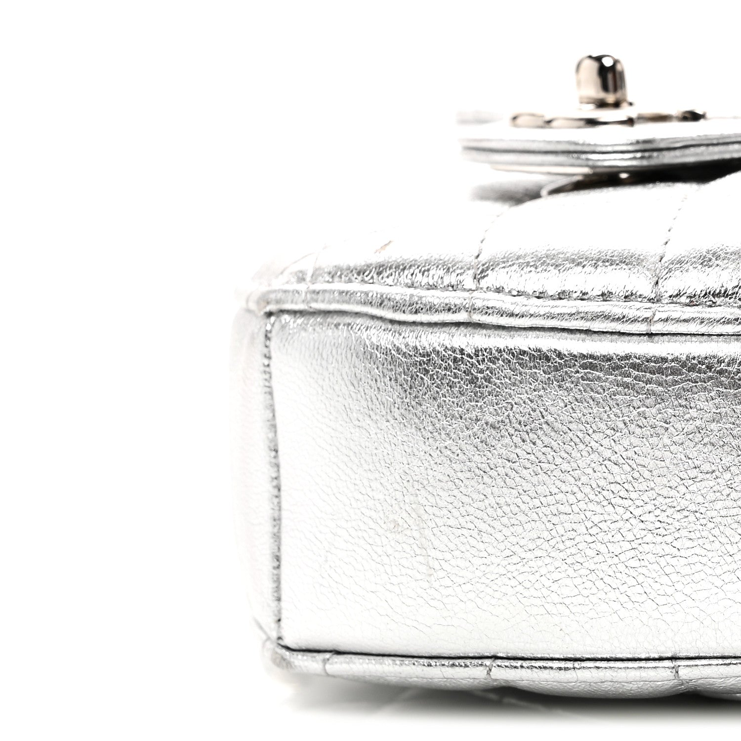 Chanel Metallic Lambskin Quilted CC In Love Heart Clutch With Chain Silver 9 of 10