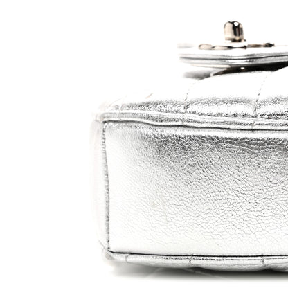 Chanel Metallic Lambskin Quilted CC In Love Heart Clutch With Chain Silver 9 of 10