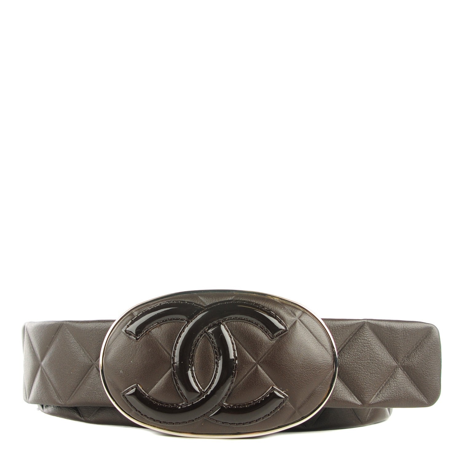 Chanel Calfskin Quilted CC Belt 95 38 Dark Brown 1 of 7