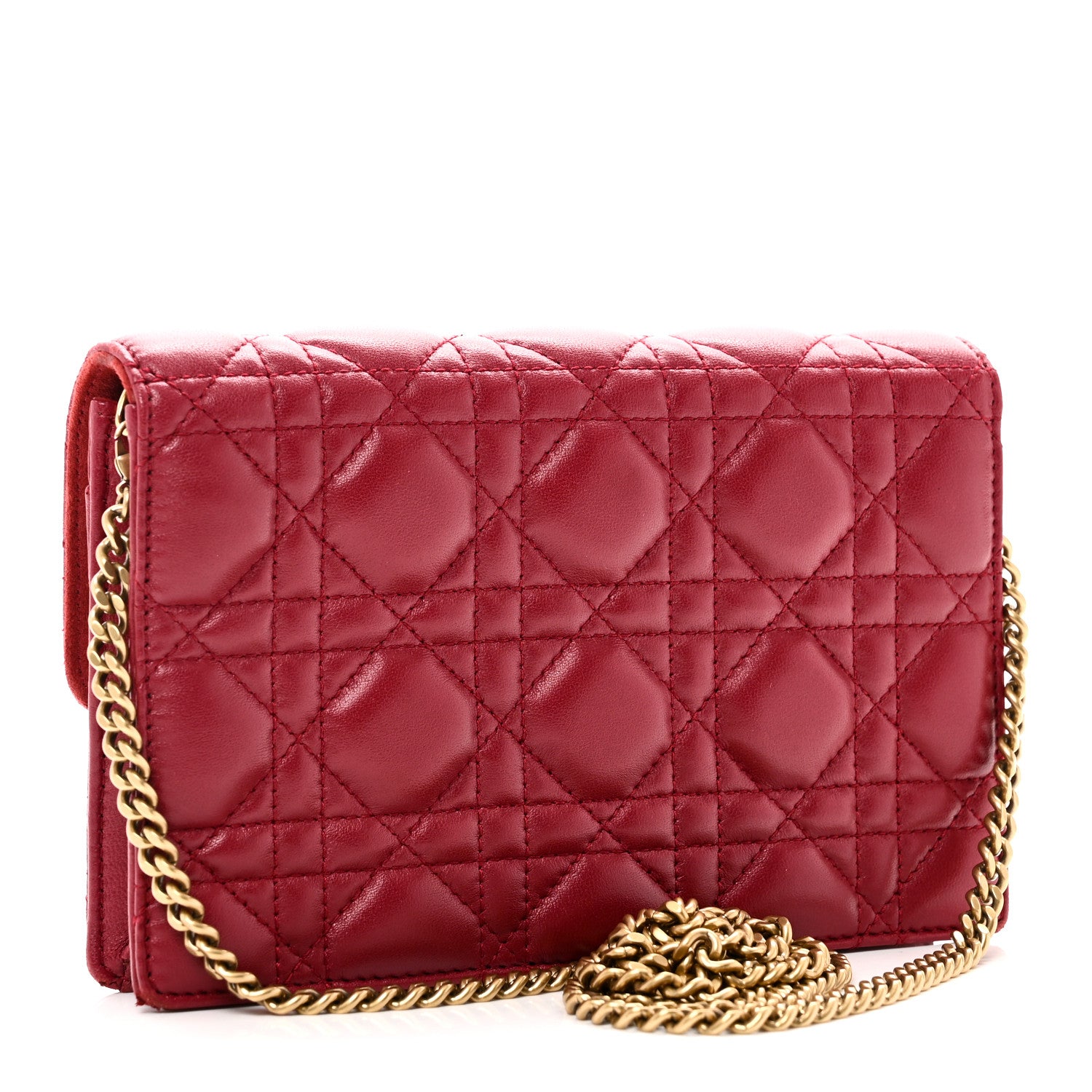 Christian Dior Lambskin Cannage Dioraddict Wallet On Chain Clutch Fuchsia 3 of 10