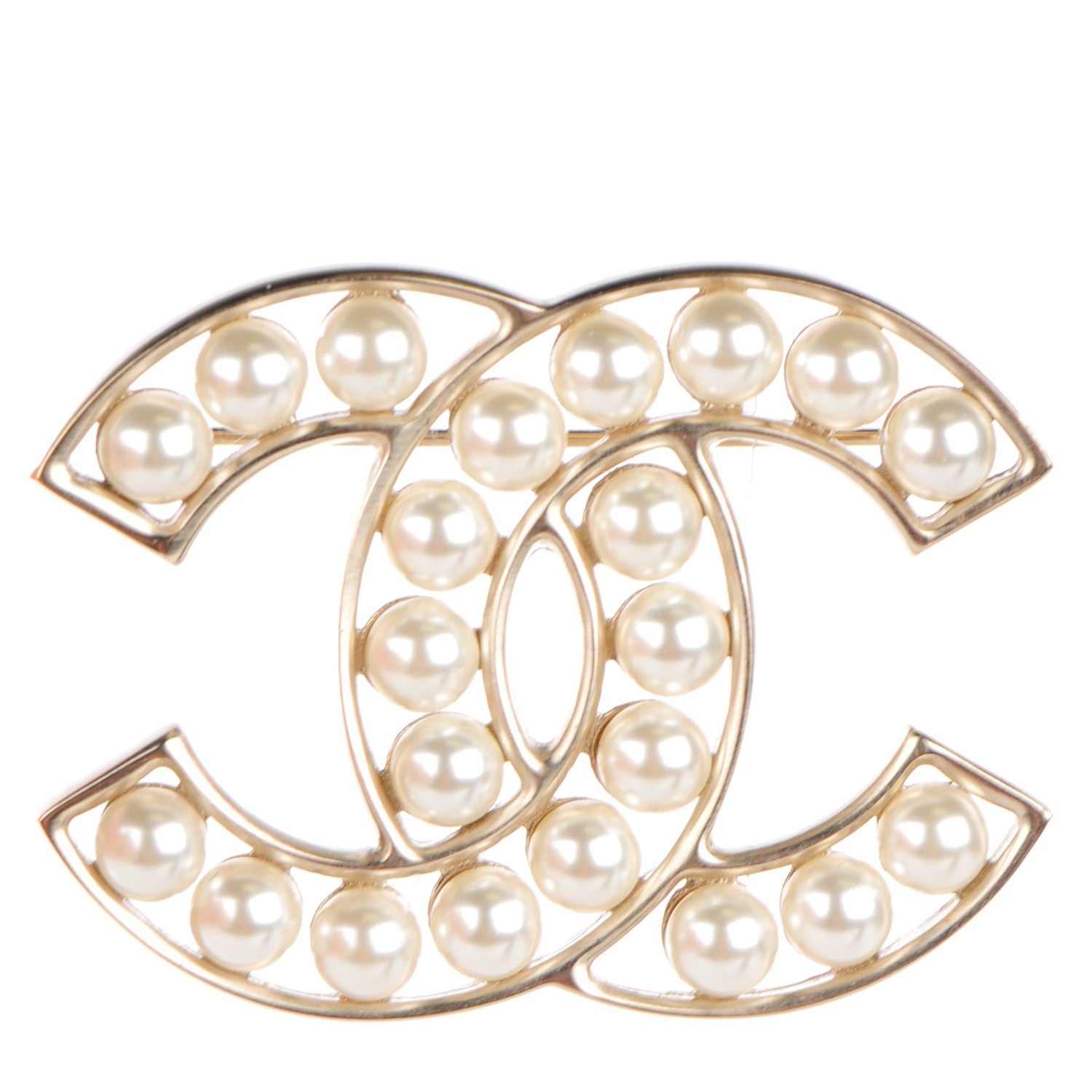 Chanel Pearl CC Brooch Light Gold 1 of 5