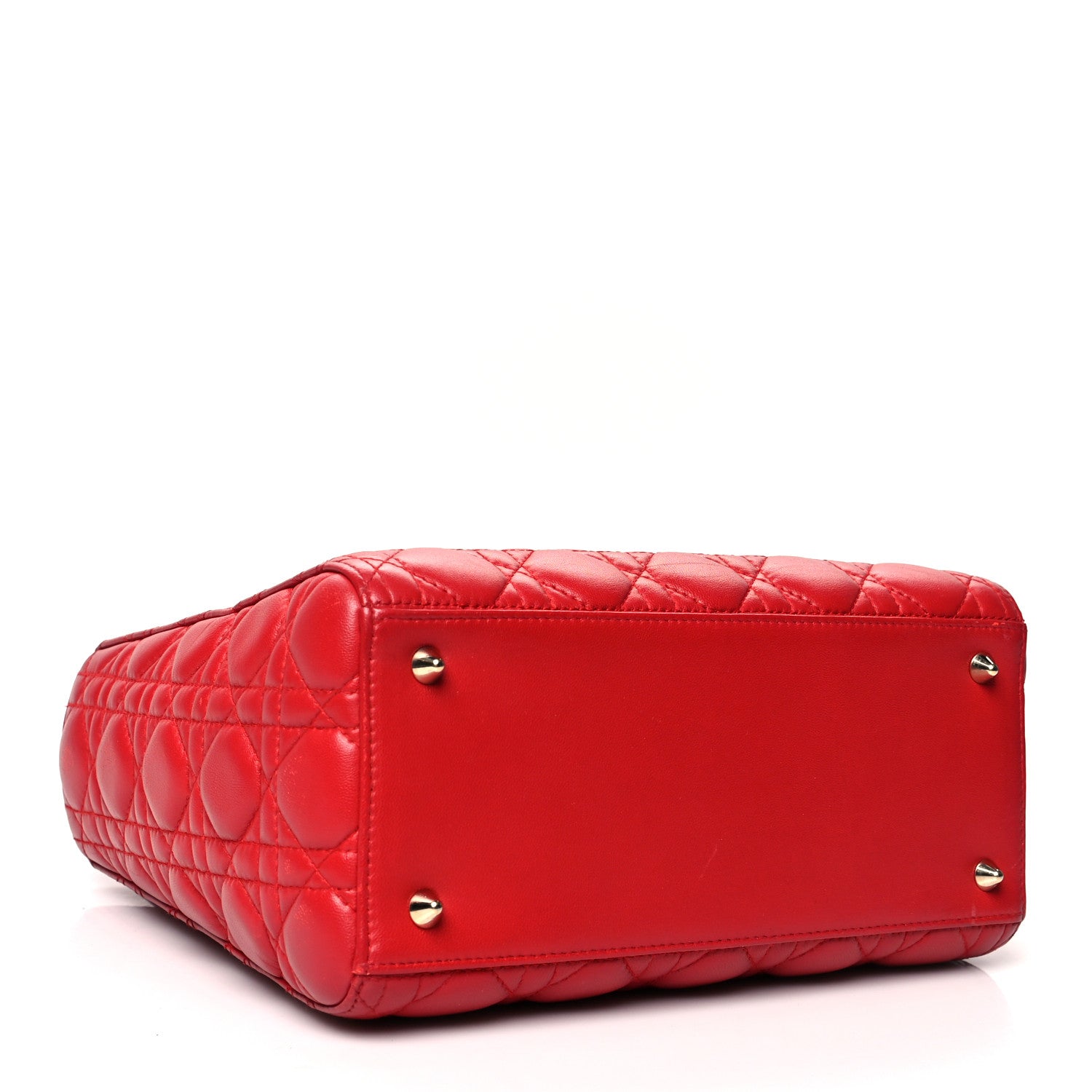 Christian Dior Lambskin Cannage Embellished Medium Lady Dior Red 3 of 13