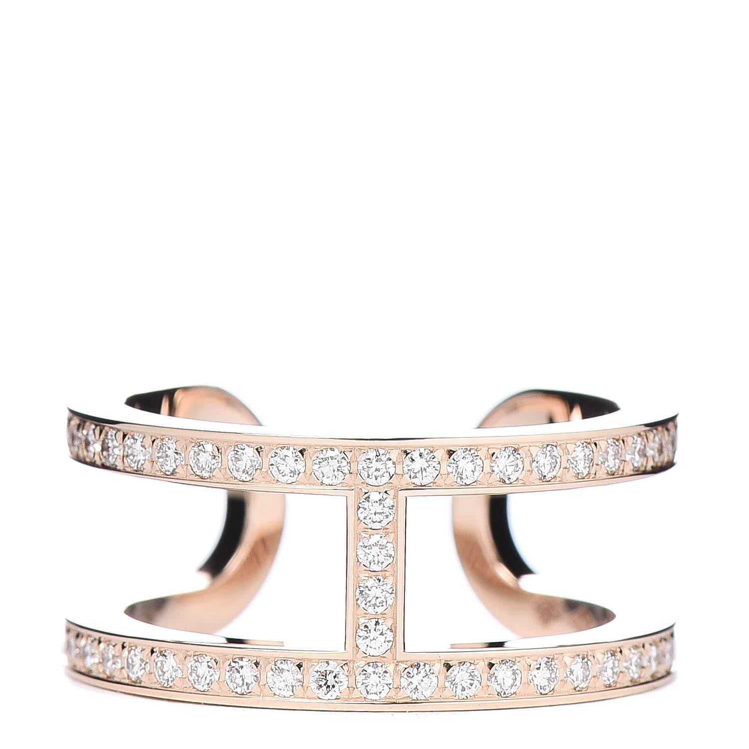 Hermes 18K Rose Gold Diamond Ever Chaine D'Ancre Ring 51 5.75 1 of 7