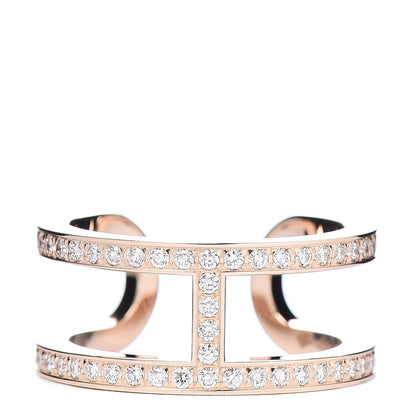 Hermes 18K Rose Gold Diamond Ever Chaine D'Ancre Ring 51 5.75 1 of 7