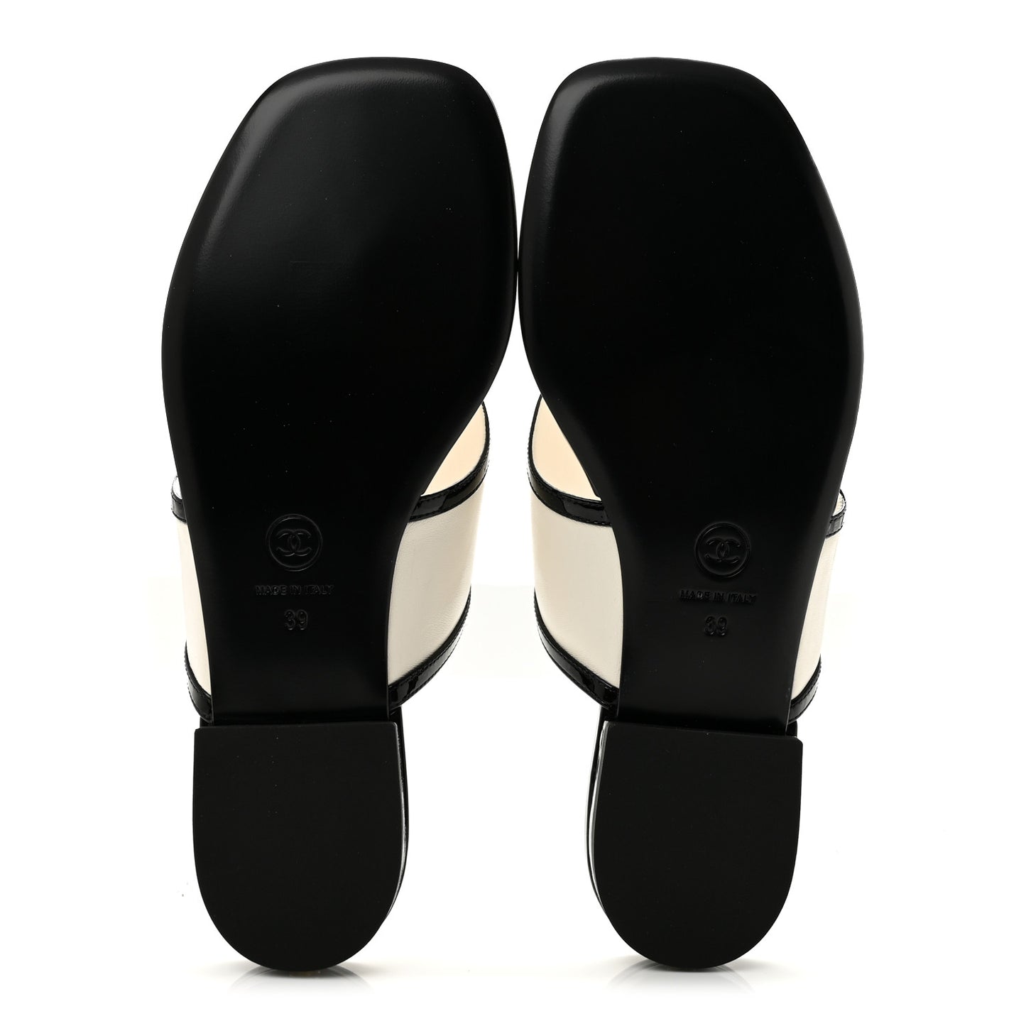 Lambskin Patent Calfskin CC Thong Sandals 39 White Black