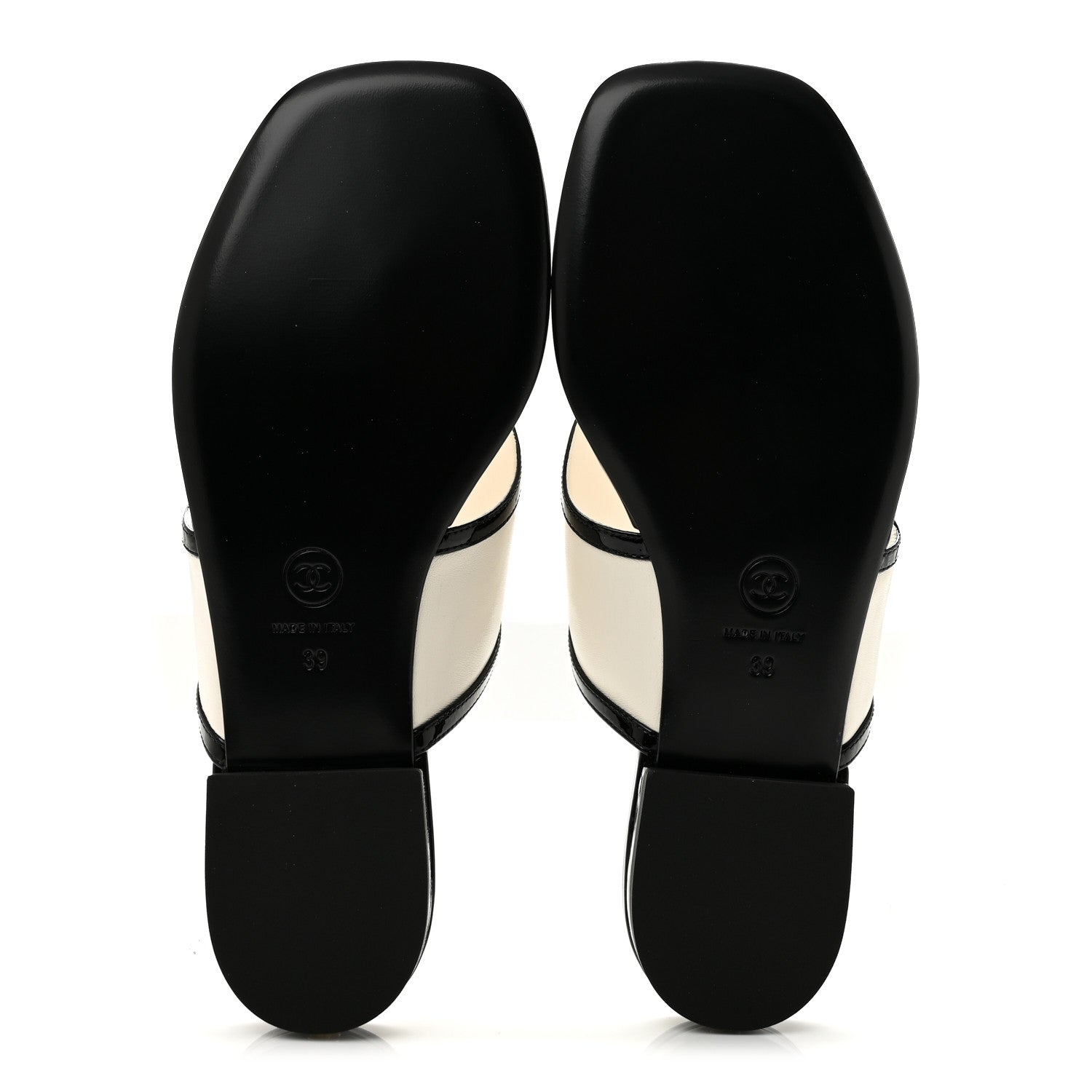 Chanel Lambskin Patent Calfskin CC Thong Sandals 39 White Black 6 of 10