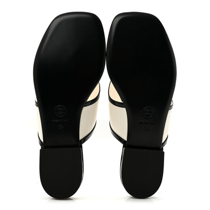 Chanel Lambskin Patent Calfskin CC Thong Sandals 39 White Black 6 of 10