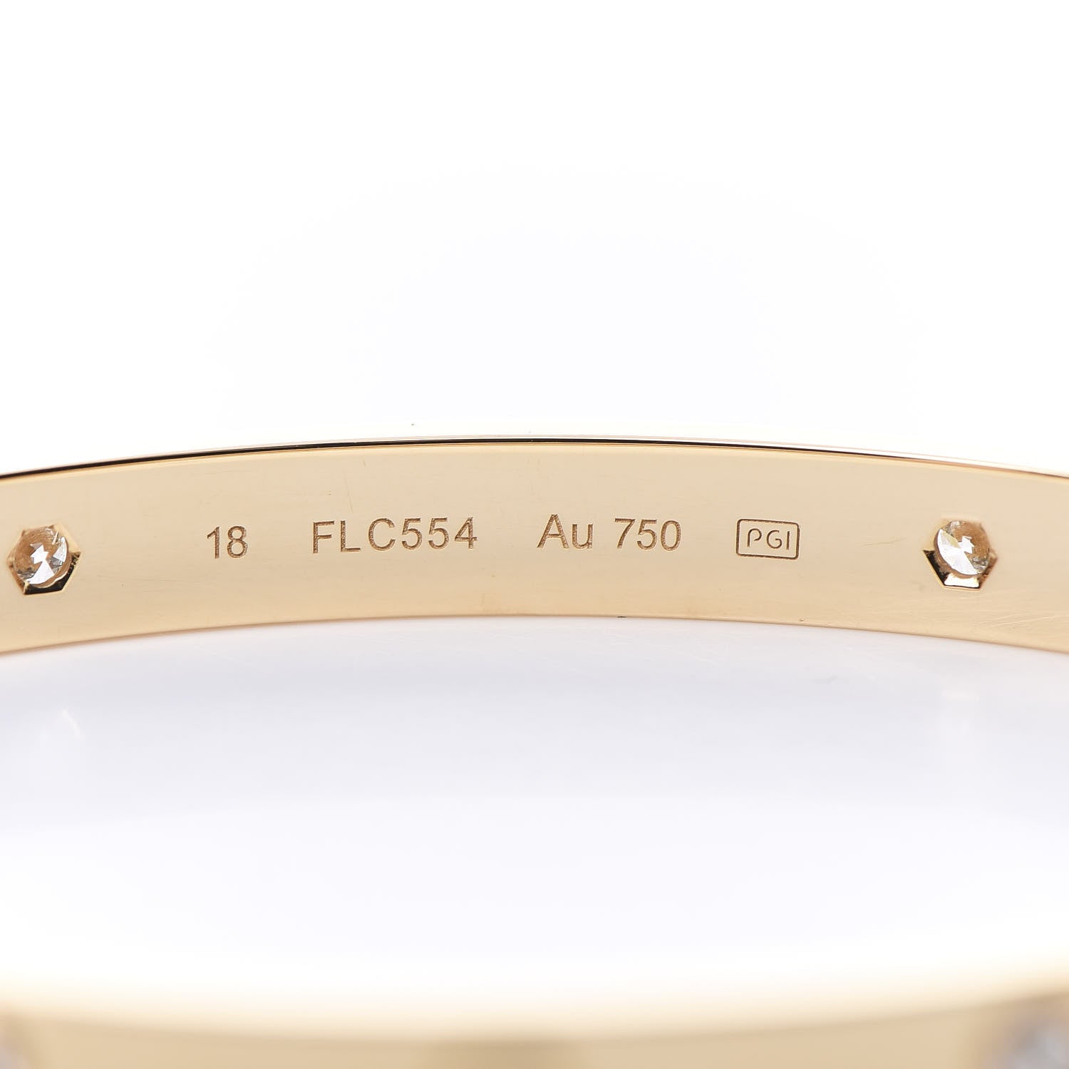 Cartier 18K Yellow Gold 4 Diamond LOVE Bracelet 18 6 of 7