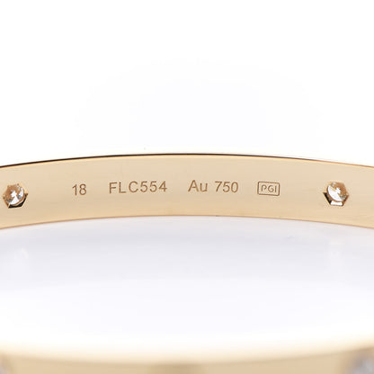 Cartier 18K Yellow Gold 4 Diamond LOVE Bracelet 18 6 of 7