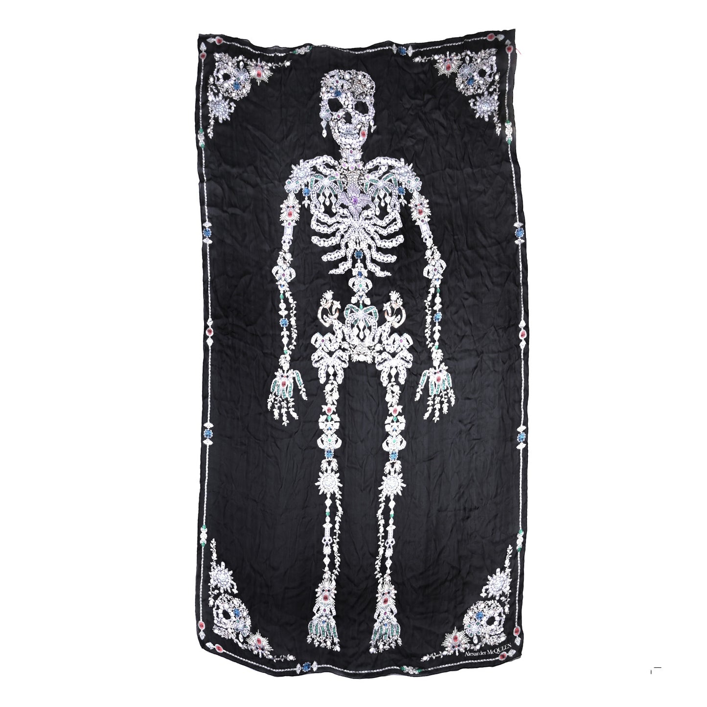 Silk Treasure Skeleton Scarf Black