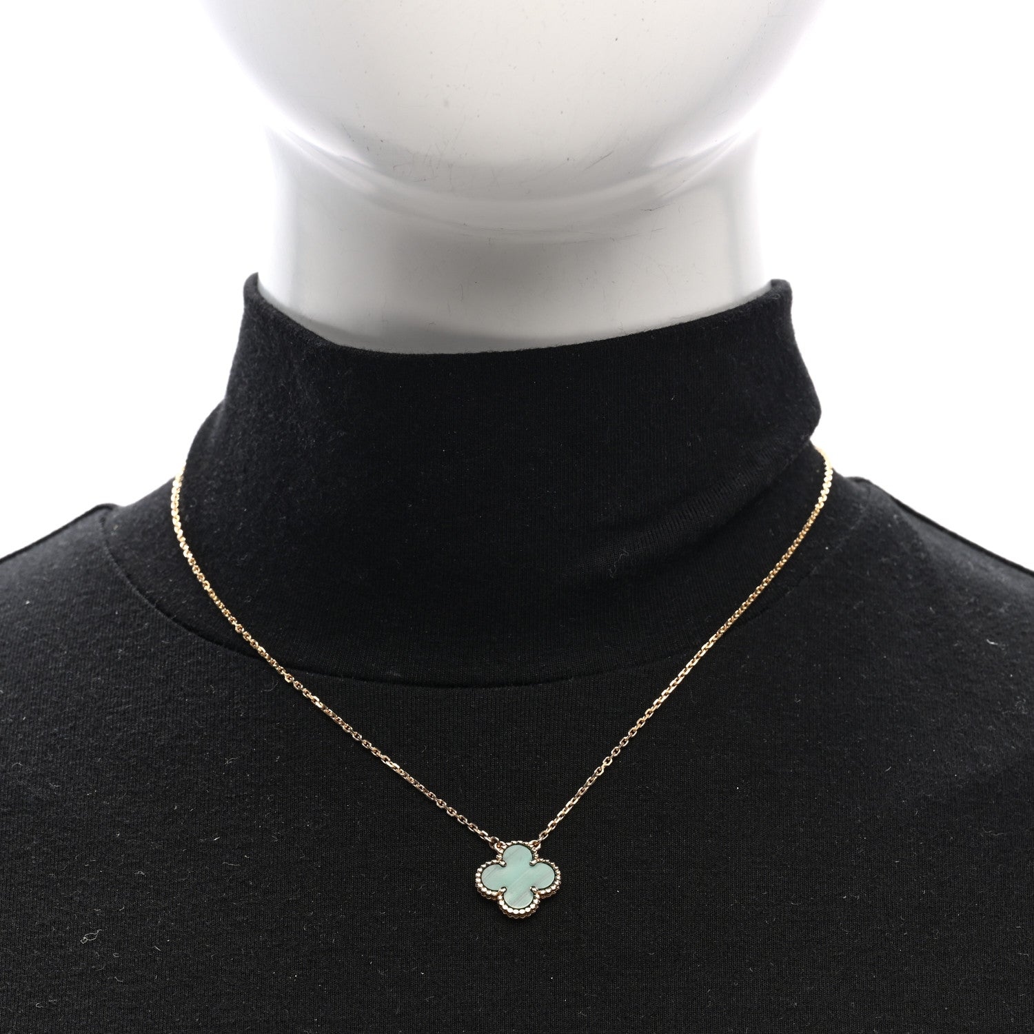 Van Cleef & Arpels 18K Yellow Gold Malachite Vintage Alhambra Pendant Necklace 2 of 4