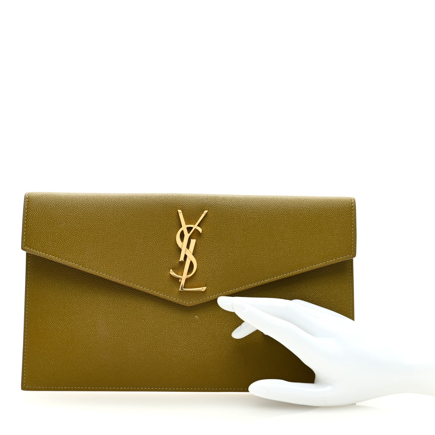 Saint Laurent Grain De Poudre Uptown Pouch Olive 2 of 6