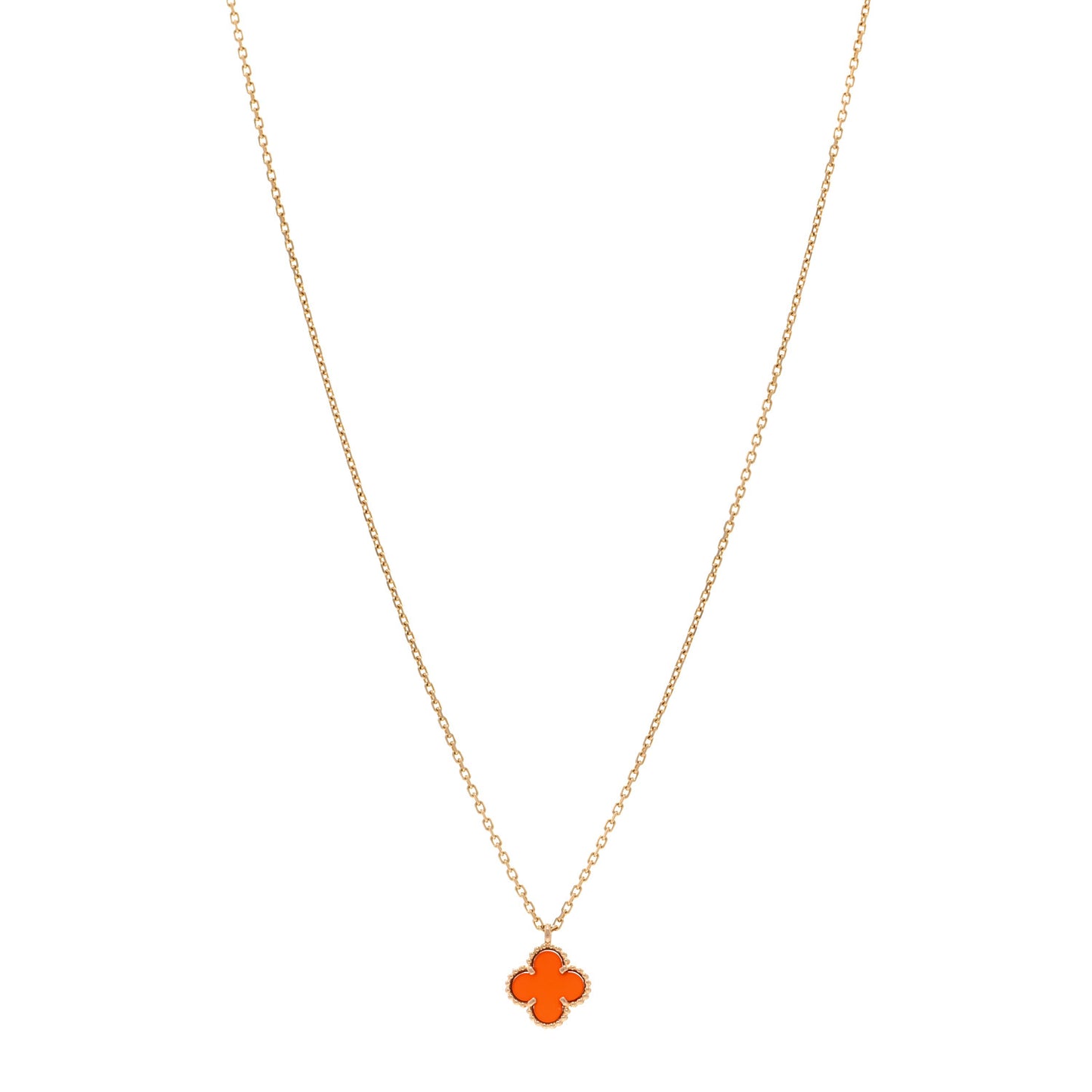 18K Rose Gold Carnelian Sweet Alhambra Pendant Necklace
