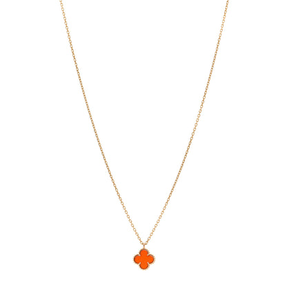 Van Cleef & Arpels 18K Rose Gold Carnelian Sweet Alhambra Pendant Necklace 1 of 6