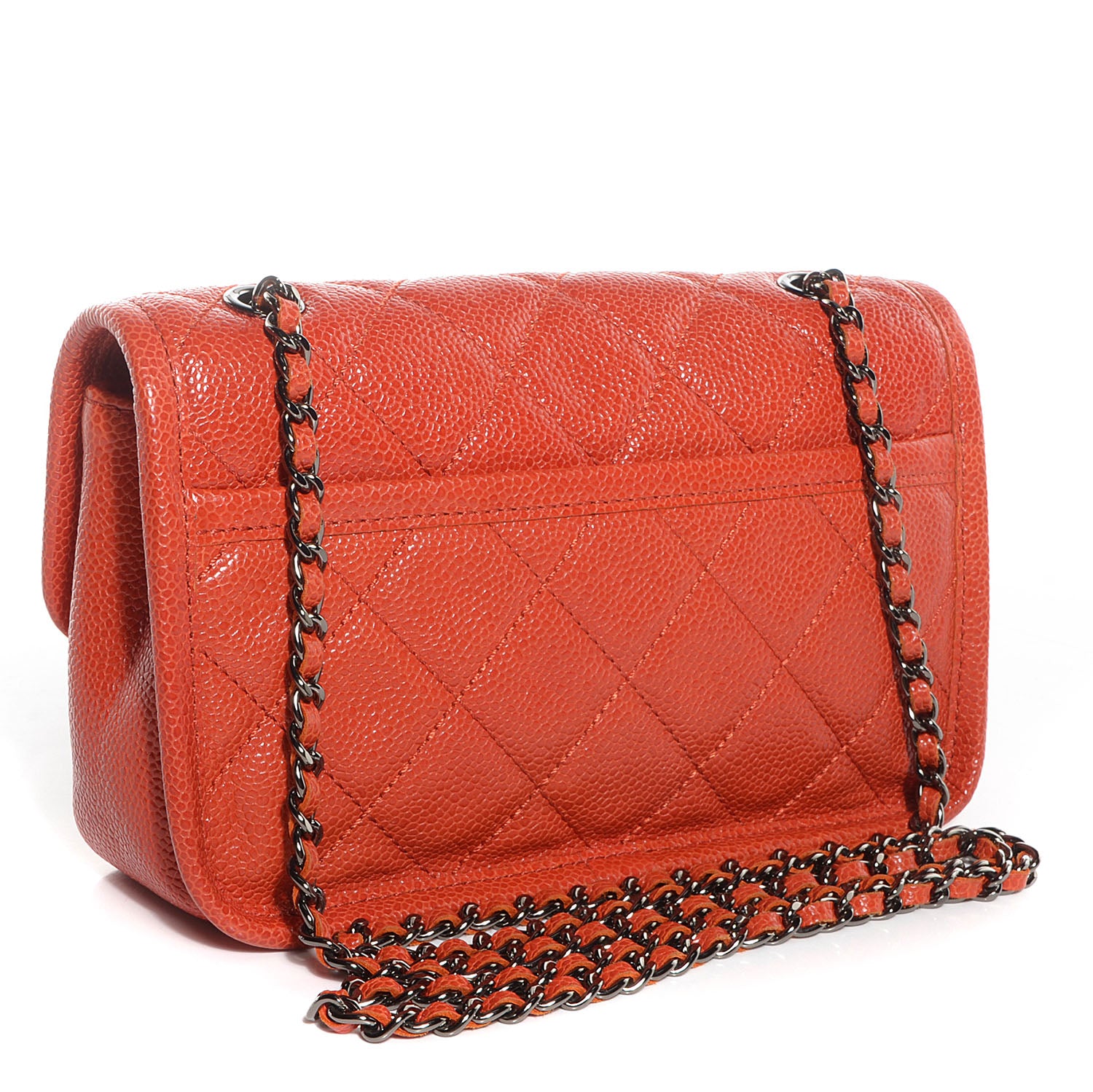 Chanel Grained Calfskin Small Natural Beauty Flap Dark Orange 3 of 8