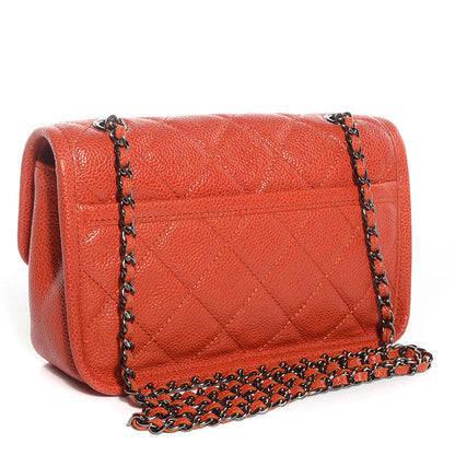 Chanel Grained Calfskin Small Natural Beauty Flap Dark Orange 3 of 8