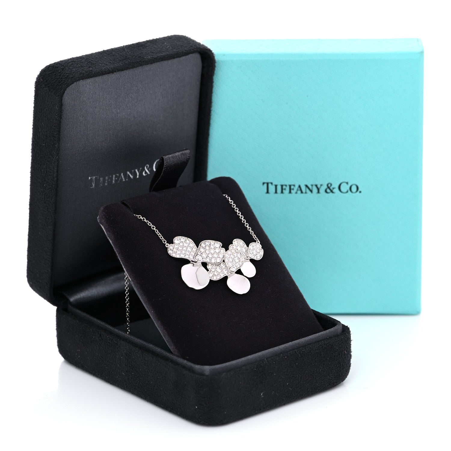 Tiffany Platinum Diamond Mini Paper Flowers Cluster Pendant Necklace 6 of 6