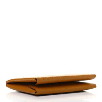 Hermes Chevre Mysore Verso Calvi Duo Card Case Caramel Mauve Sylvestre 4 of 7