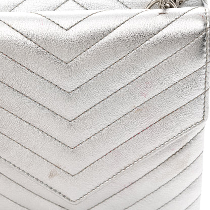 Saint Laurent Metallic Lambskin Quilted Double Flap Bag Silver 14 of 16