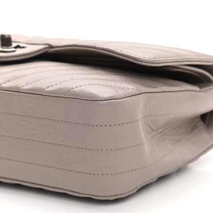 Chanel Iridescent Calfskin Chevron Quilted Medium Double Flap Grey 6 of 11