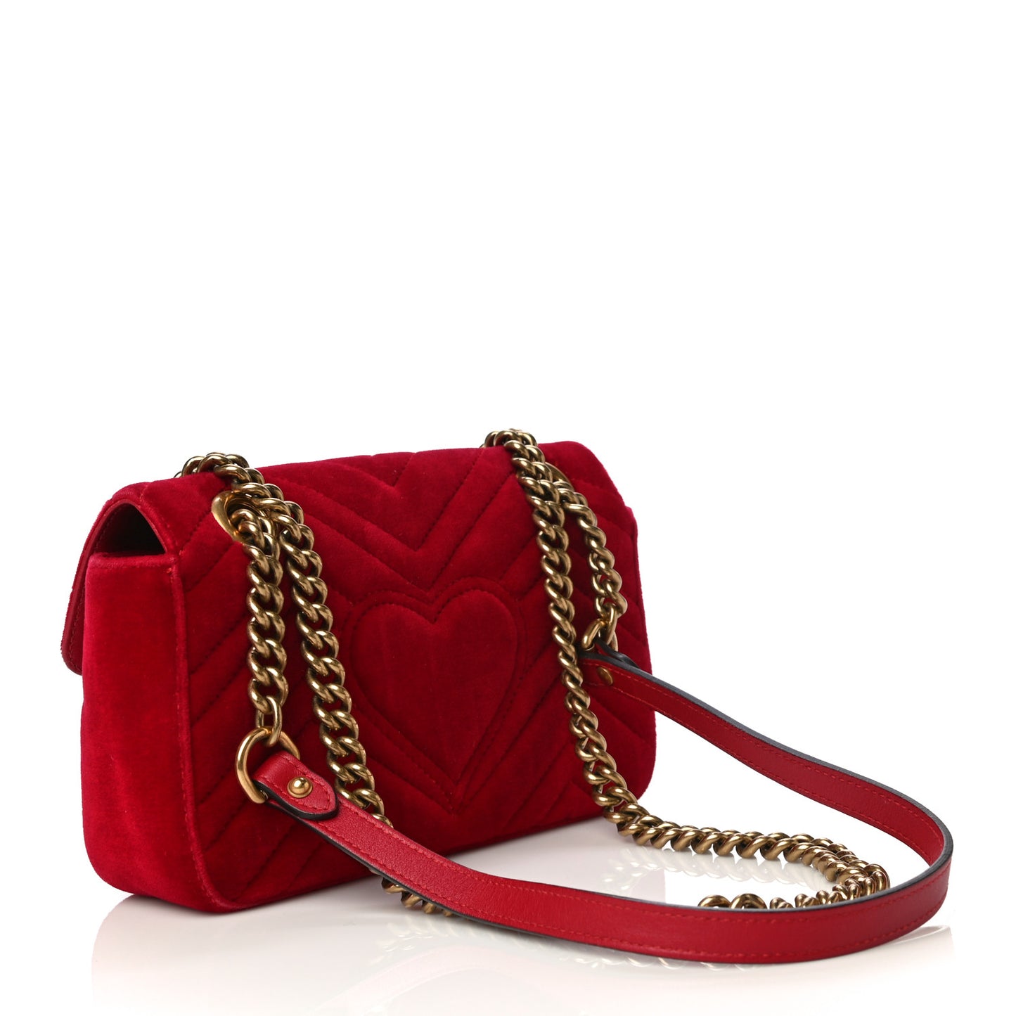 Velvet Matelasse Mini GG Marmont Shoulder Bag Hibiscus Red