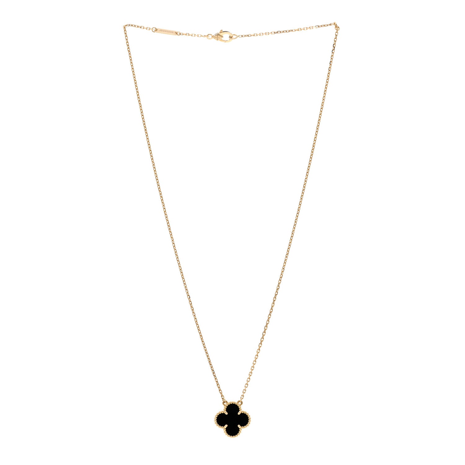 Van Cleef & Arpels VAN CLEEF & ARPELS 18K Yellow Gold Black Onyx Vintage Alhambra Pendant Necklace 3 of 5