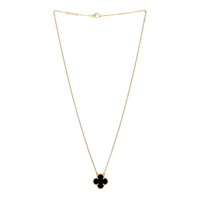 Van Cleef & Arpels VAN CLEEF & ARPELS 18K Yellow Gold Black Onyx Vintage Alhambra Pendant Necklace 3 of 5