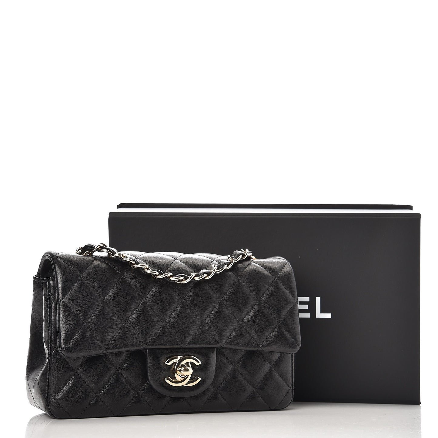 Lambskin Quilted Mini Rectangular Flap Black