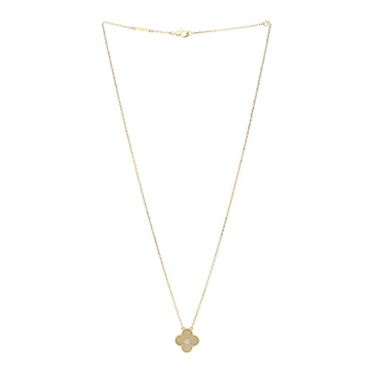Van Cleef & Arpels 18K Yellow Gold Diamond Yellow Mother of Pearl Vintage Alhambra Pendant Necklace 3 of 6