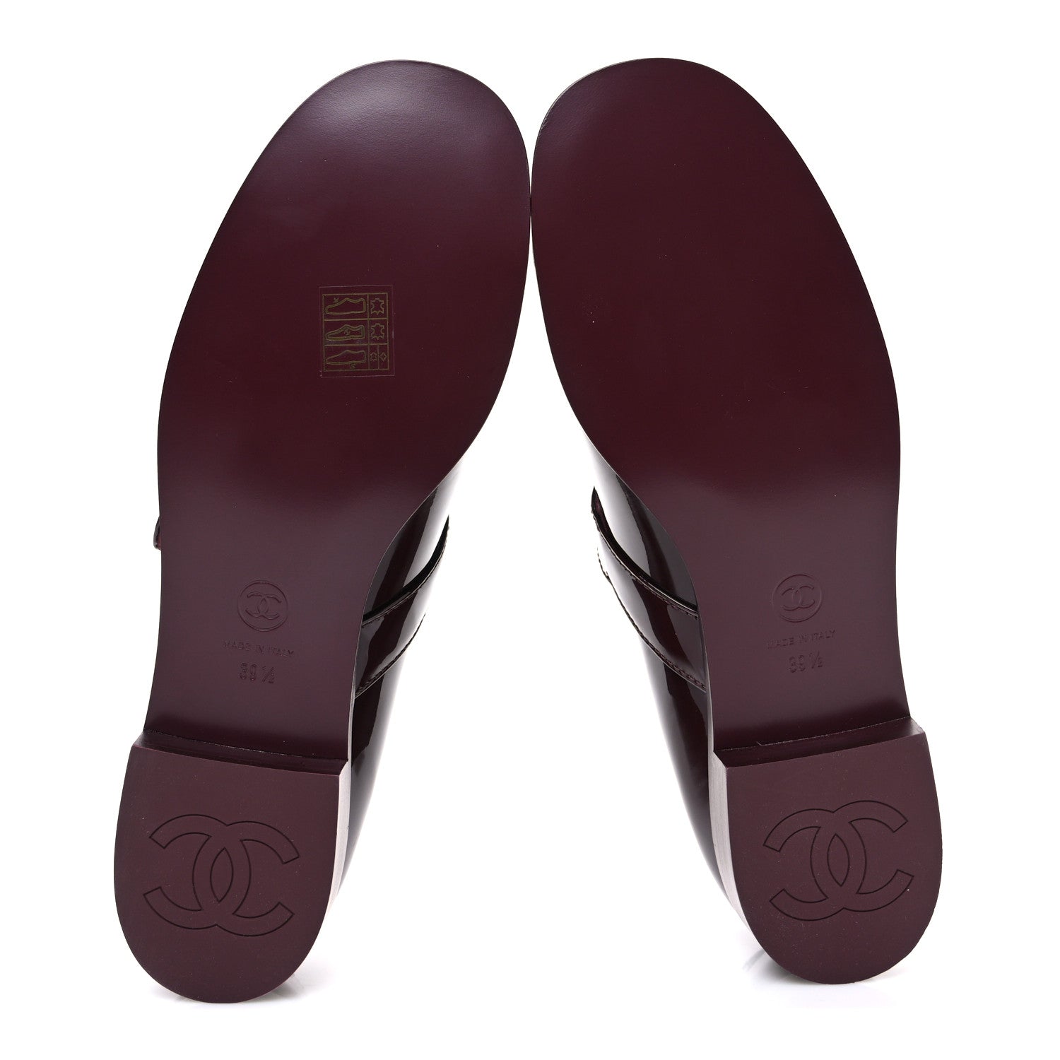 Chanel Patent Calfskin Mary Janes Flats 39.5 Burgundy 7 of 11