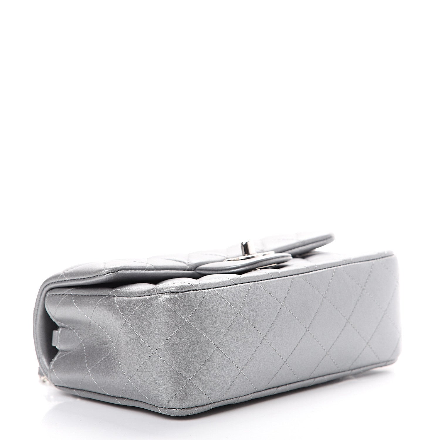 Chanel Metallic Lambskin Quilted Mini Rectangular Flap Silver 3 of 10