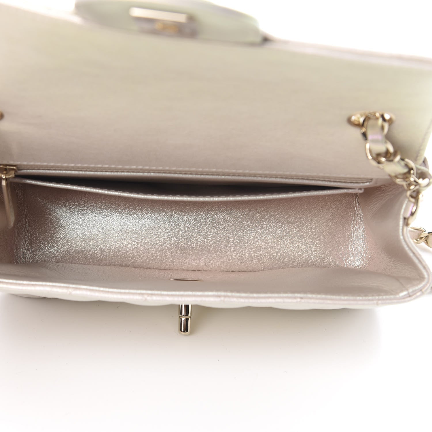 Chanel Iridescent Lambskin Quilted Mini Rectangular Flap Ivory 5 of 11