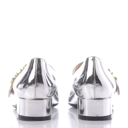 Christian Dior Mirror Finish Calfskin Baby-D Ballet Pumps 36 Silver 5 of 12