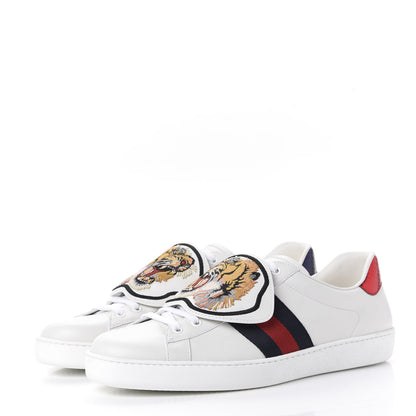 Gucci Calfskin Ayers Web Tiger Embroidered Mens Ace Sneakers 11.5 White 3 of 11