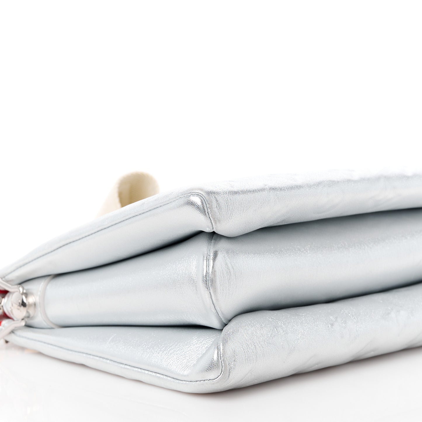 Metallic Lambskin Embossed Monogram Coussin PM Silver