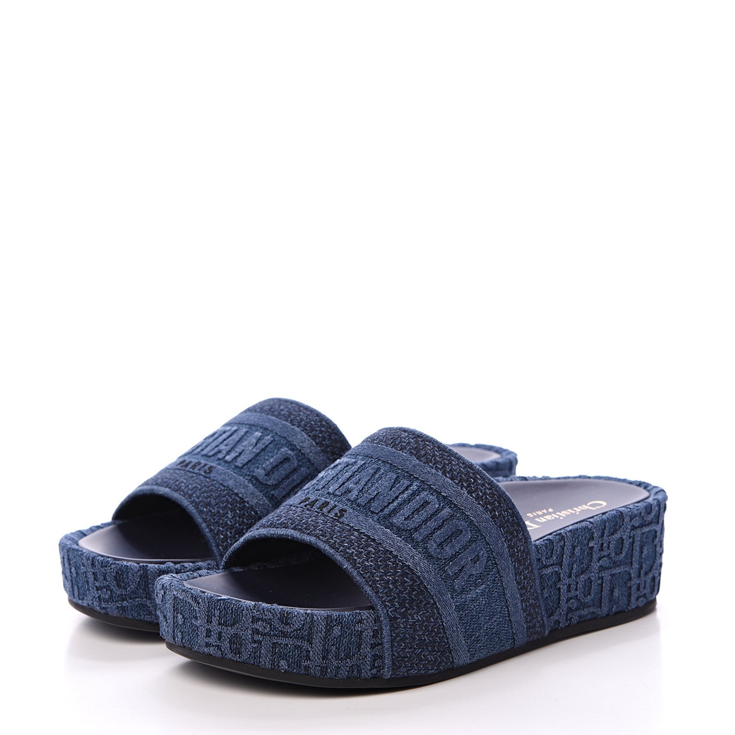 Oblique Denim D-Way Platform Sandal 37 Blue