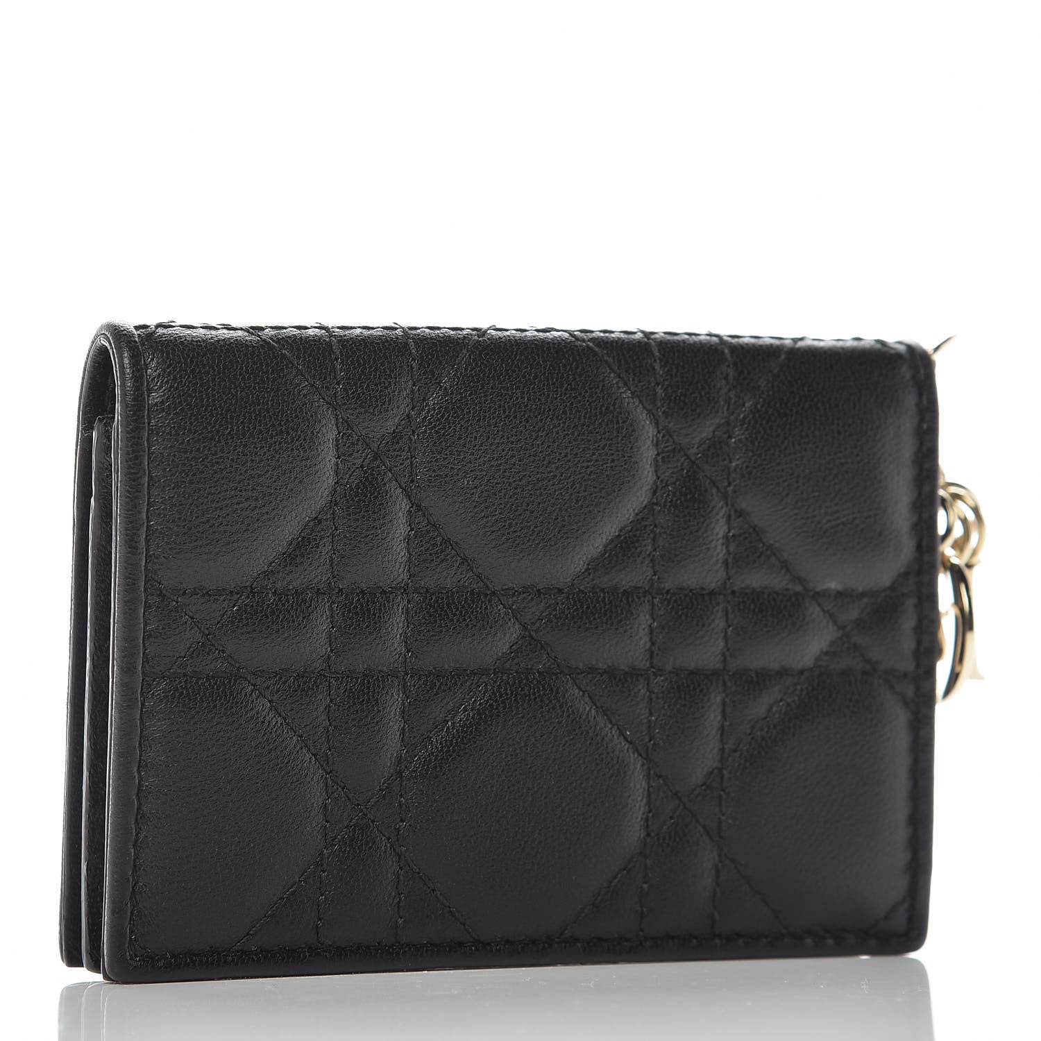 Christian Dior Lambskin Cannage Small Lady Dior Flap Card Holder Black 3 of 8