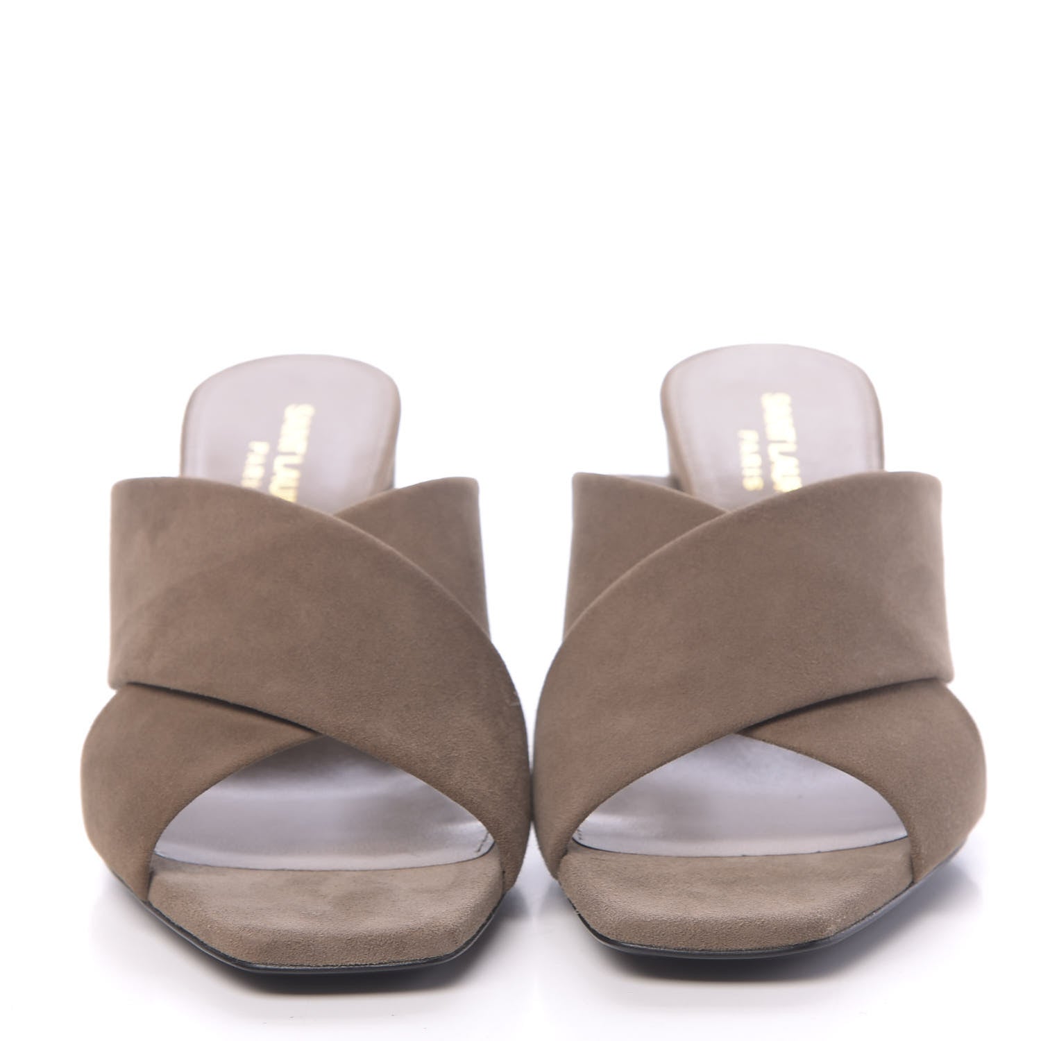 Saint Laurent Suede LouLou 70 Mules 36.5 Taupe 2 of 9
