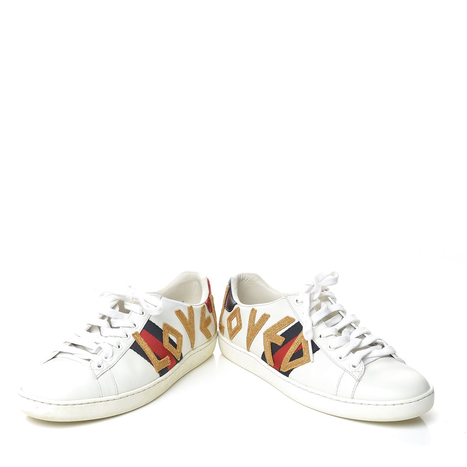 Gucci Calfskin Web LOVED Embroidered Womens Ace Sneakers 36 White 7 of 13