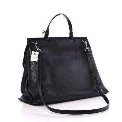 Gucci Pebbled Calfskin Large Bamboo Daily Top Handle Bag Black 4 of 7